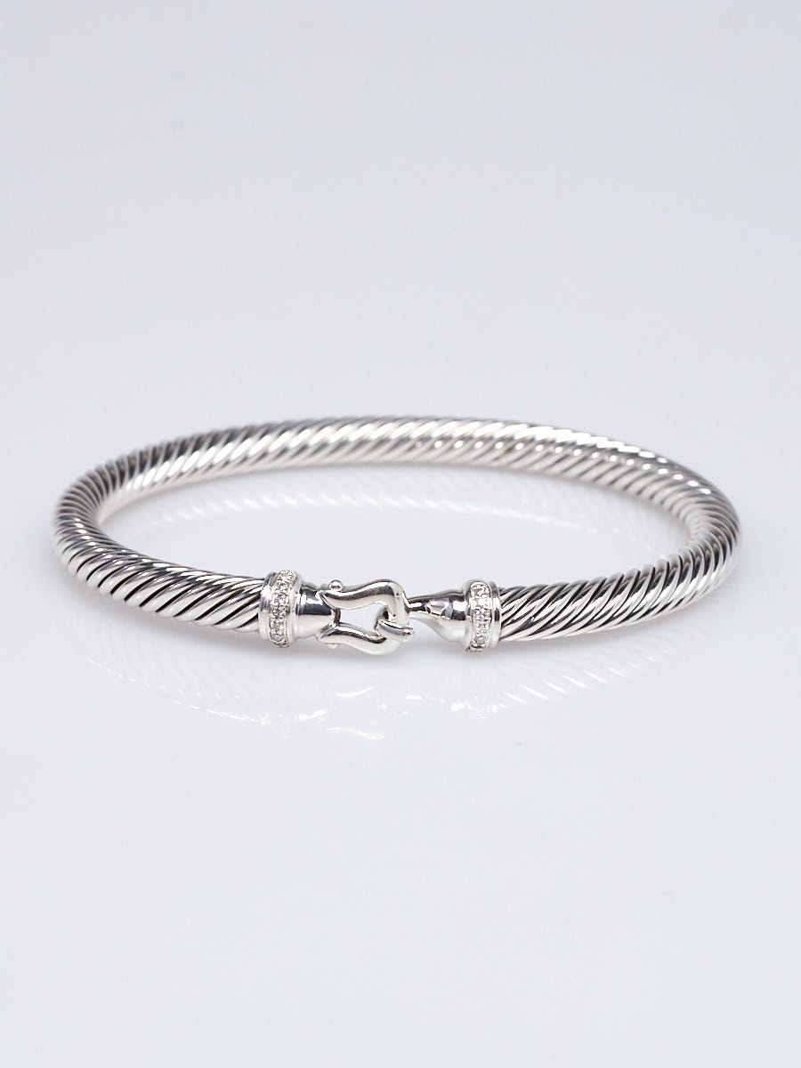 David Yurman 5mm Sterling Silver and Diamond Buckle Bracelet