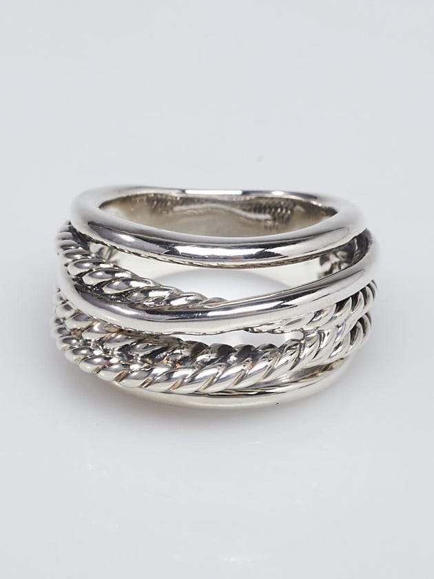 David Yurman Sterling Silver Cable Crossover Narrow Ring Size 7