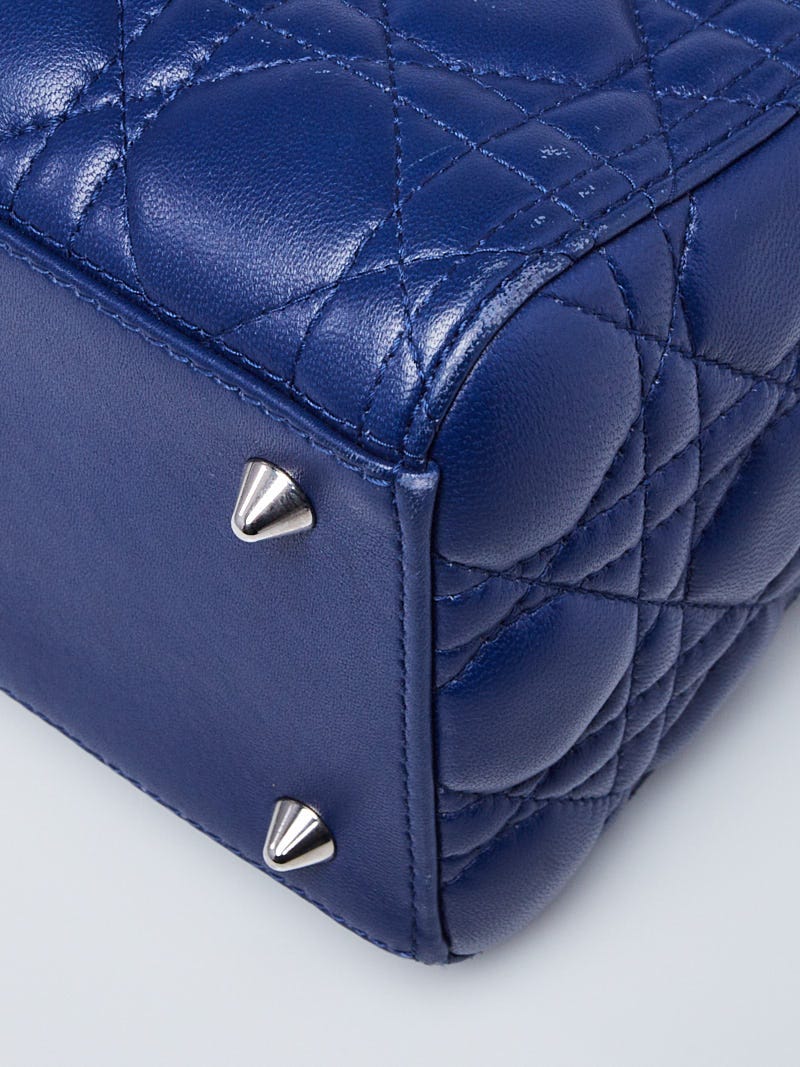 Christian Dior Blue Cannage Quilted Lambskin Leather Medium