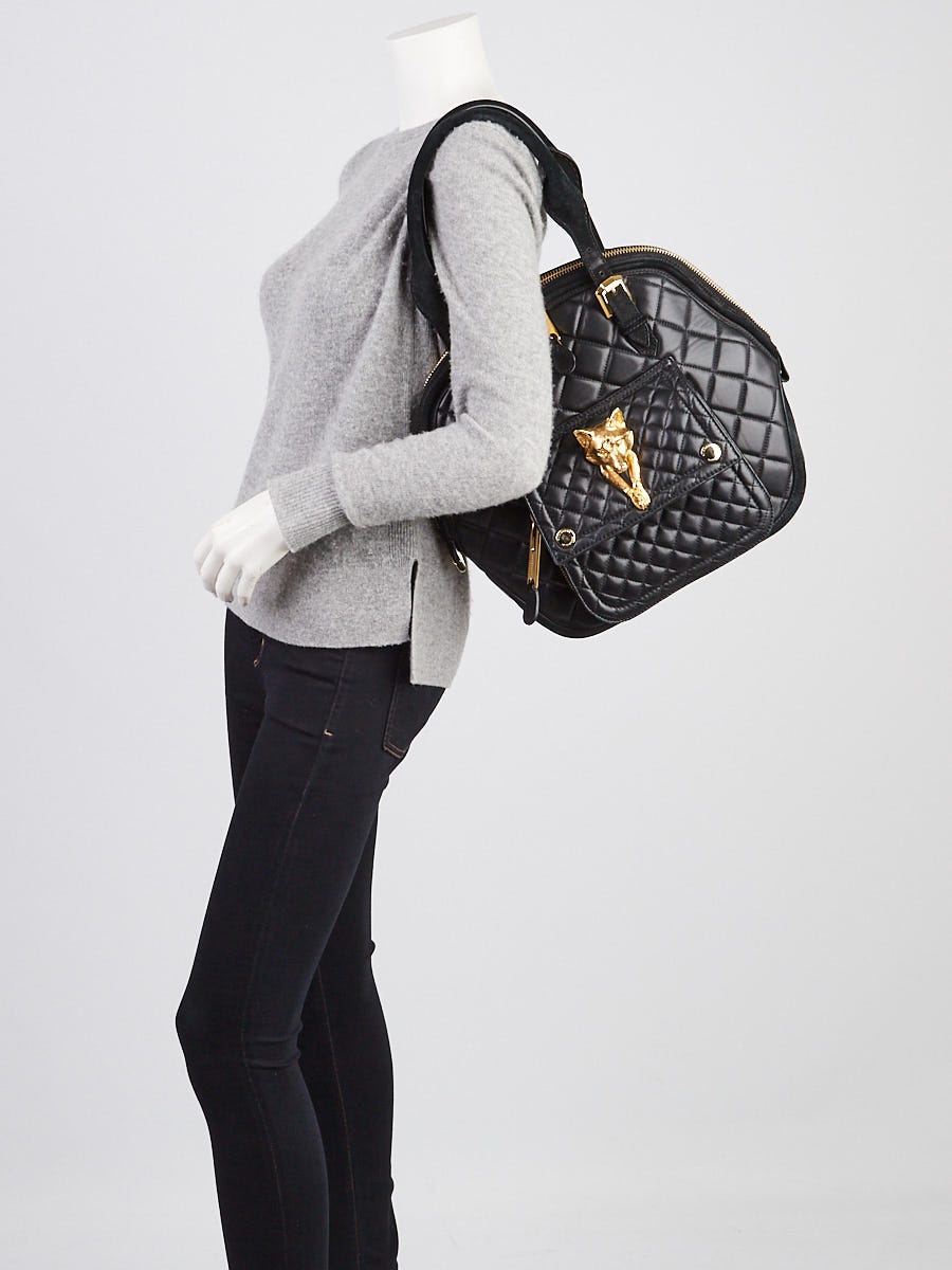 Burberry Prorsum Black Quilted Nappa Leather Country Animal