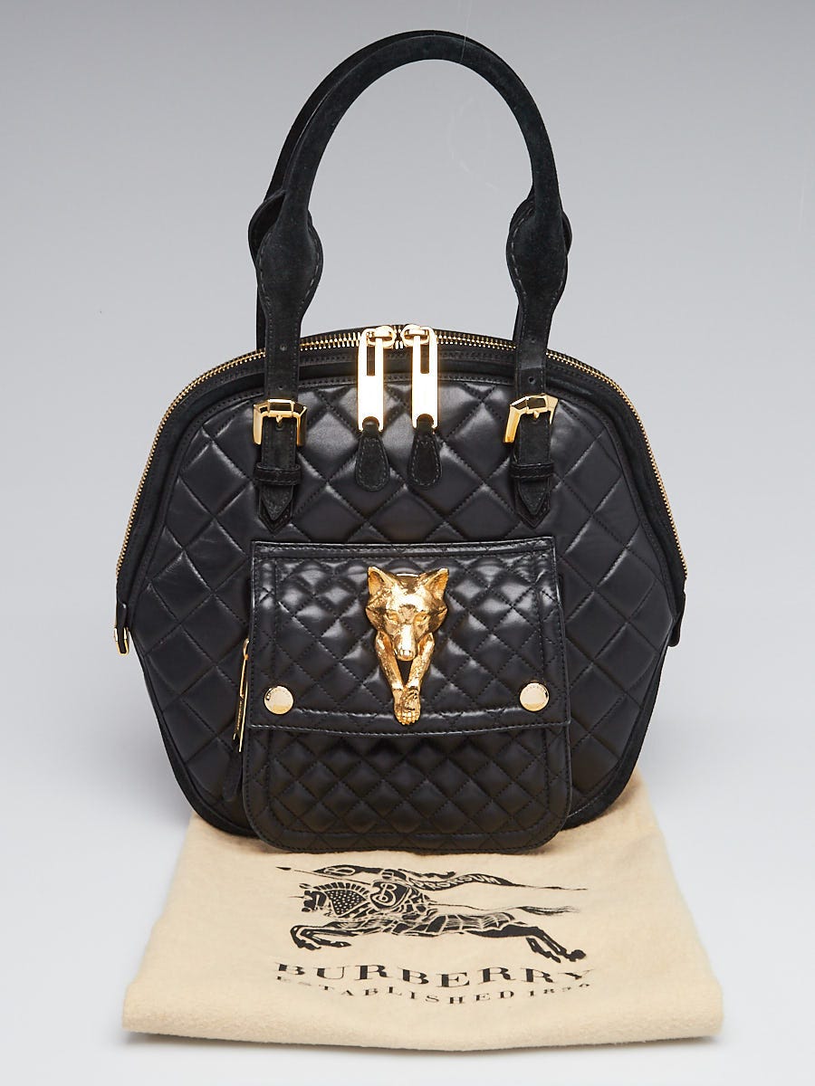 Burberry Prorsum Black Quilted Nappa Leather Country Animal