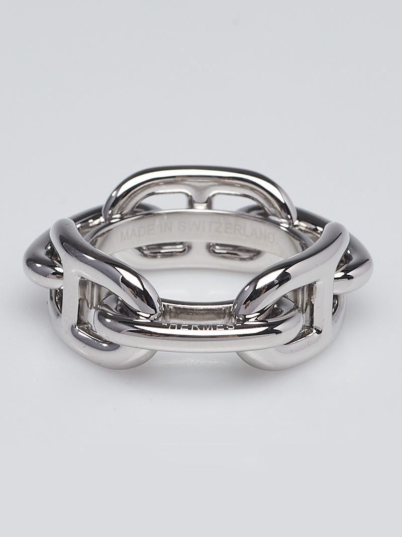 Hermes Palladium Plated Regate Scarf Ring - Yoogi's Closet