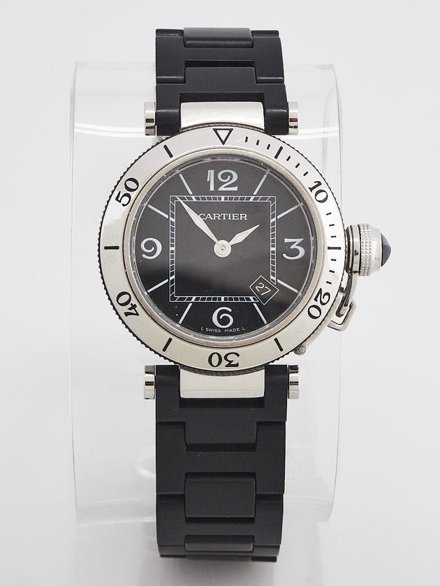 Cartier 33mm Stainless Steel and Black Rubber Pasha Seatimer Quartz Watch -W3140003