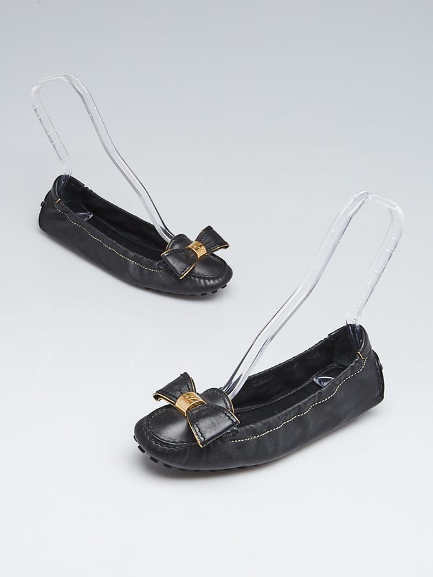 Louis Vuitton Black Leather Tempting Scrunch Ballerina Flats Size 7.5/38