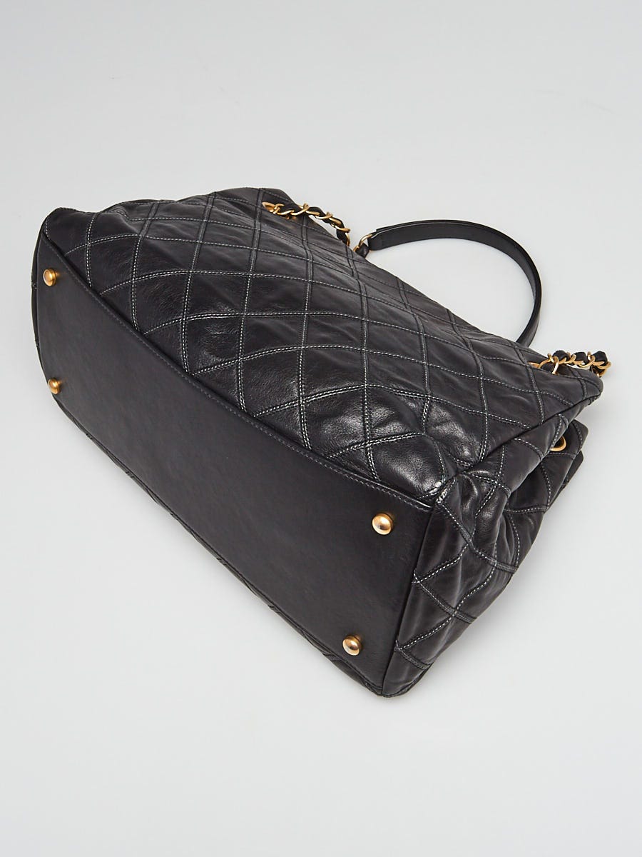 Chanel Black Quilted Leather Thin City Accordion Tote Bag