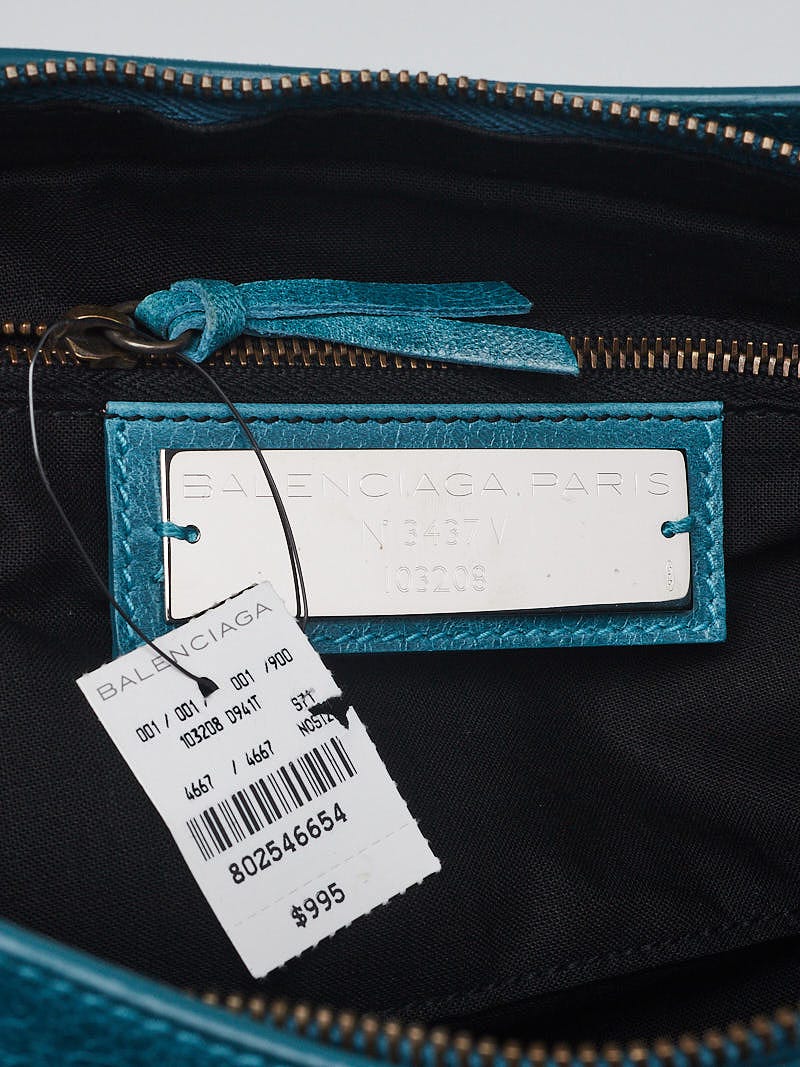 Balenciaga Aquamarine Chevre Leather Motorcycle First Bag