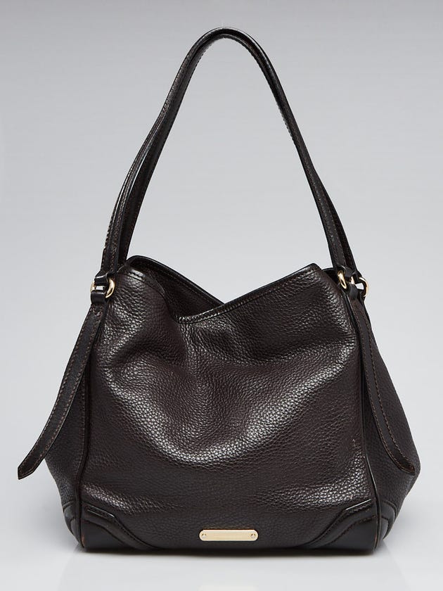 Burberry Dark Brown Grainy Leather Small Canterbury Tote Bag
