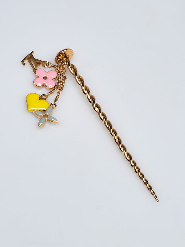 Louis Vuitton Goldtone Metal and Multicolor Monogram Sweet Hair Pin