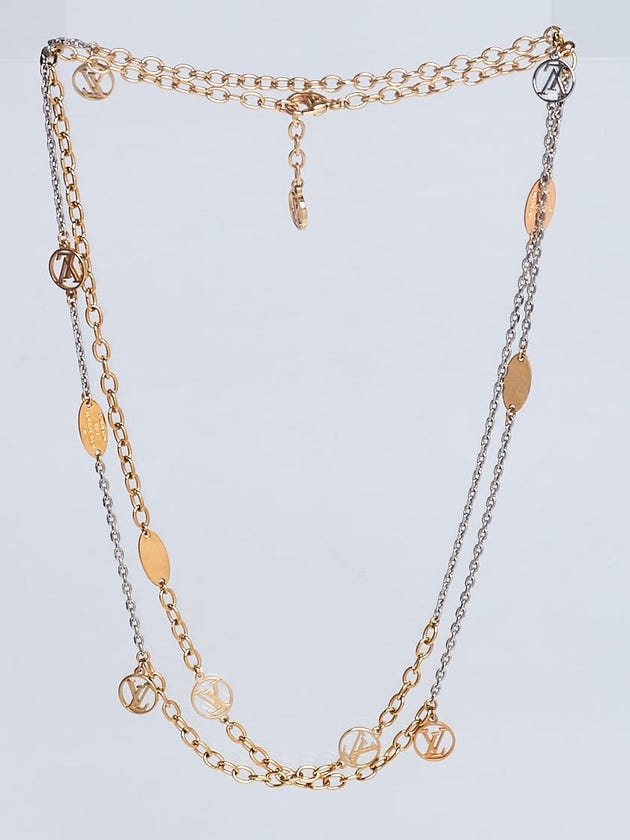 Louis Vuitton Tri Colored Palladium Metal Logomania Sautoir Necklace