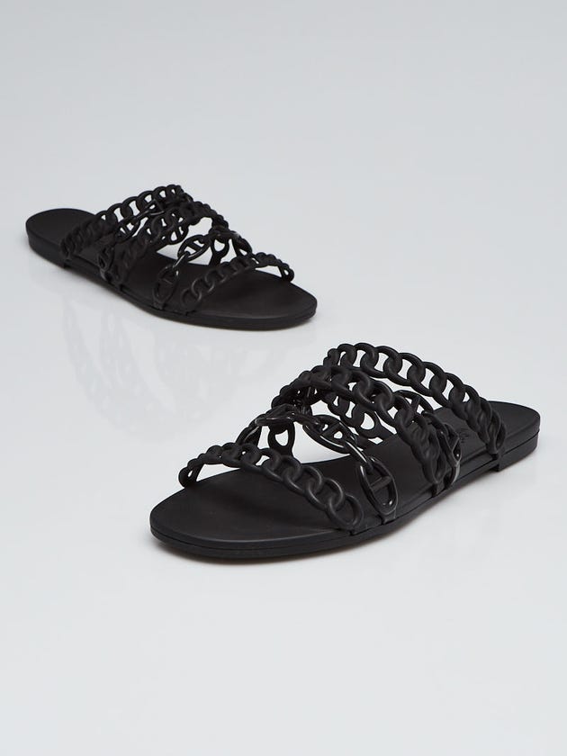 Hermes Black Rubber Nude Slide Sandals Size 7.5/38