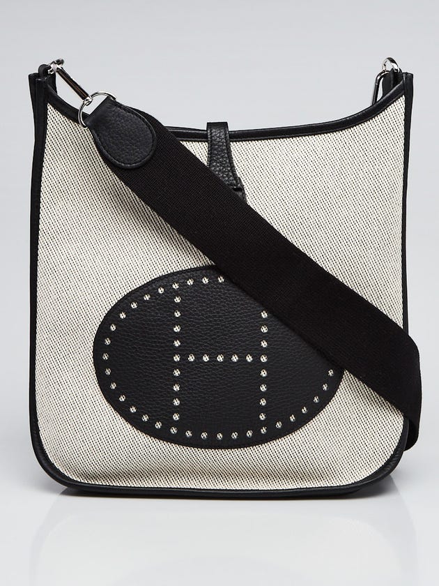 Hermes Black Clemence Leather and Toile Canvas Evelyne III 29 Bag