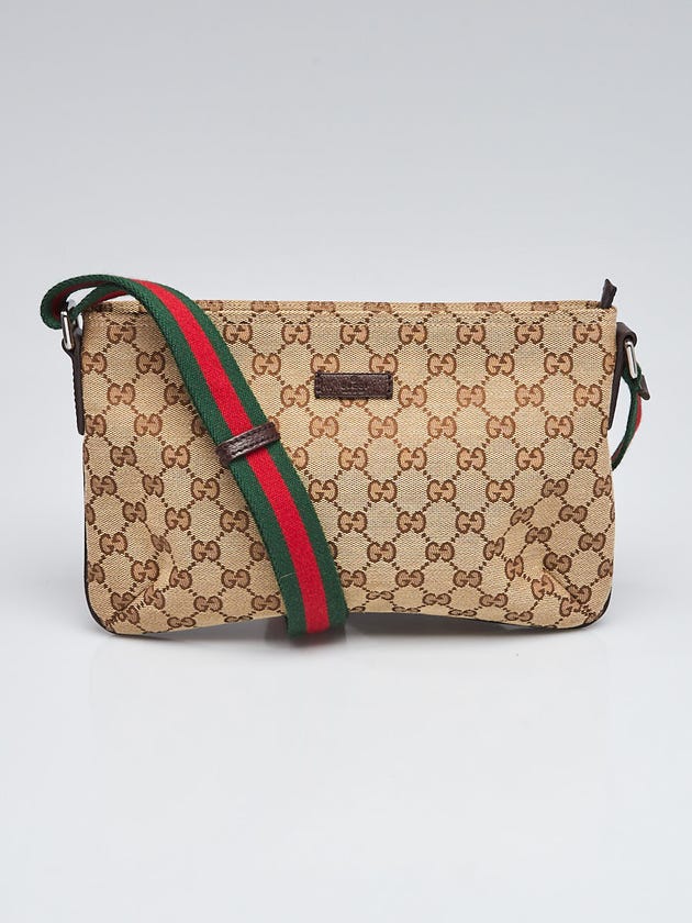 Gucci Beige/Ebony GG Canvas Vintage Web Small Messenger Bag