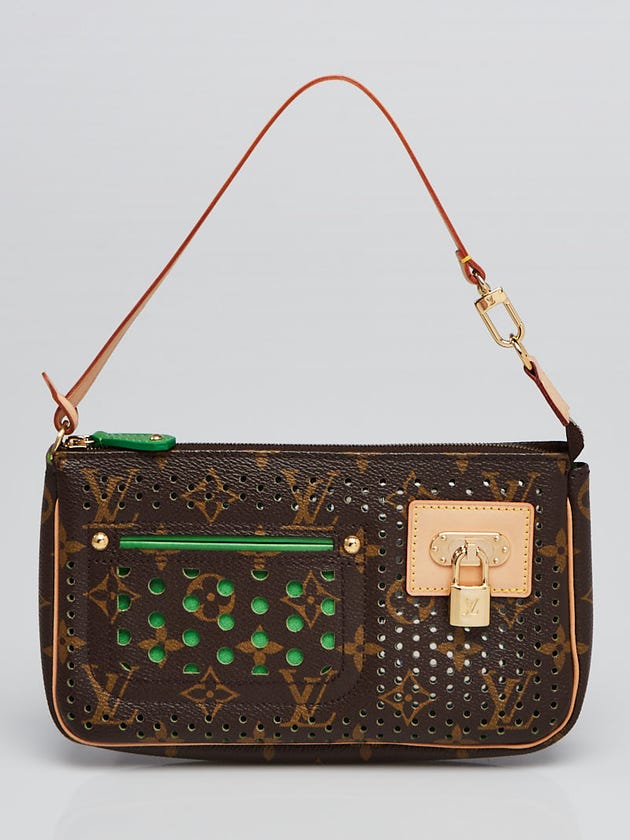 Louis Vuitton Limited Edition Monogram Perforated Green Accessories Pochette Bag