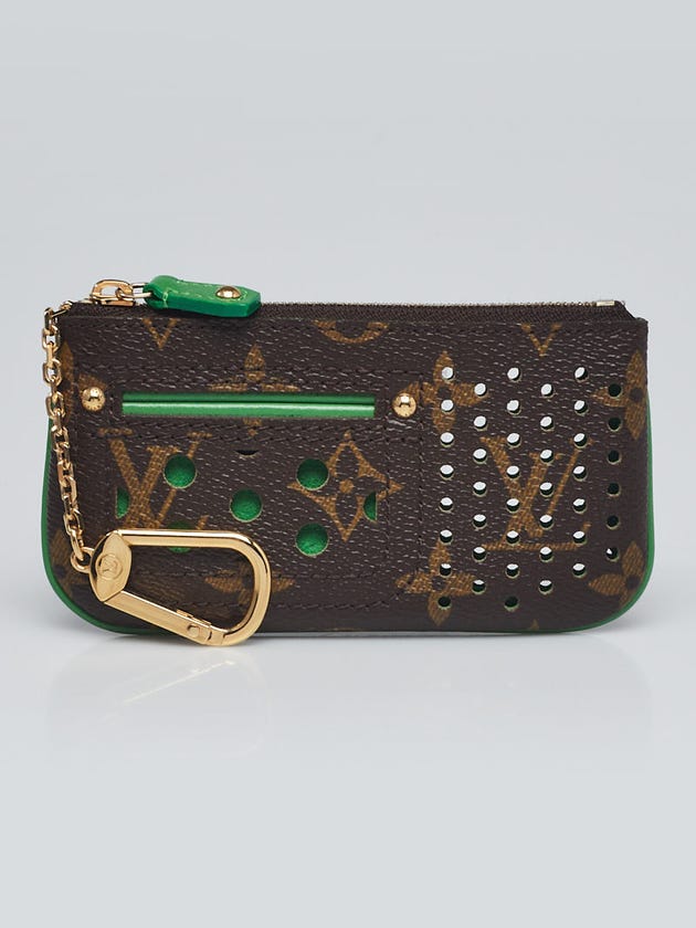 Louis Vuitton Limited Edition Green Monogram Perforated Pochette Cles Key and Change Holder