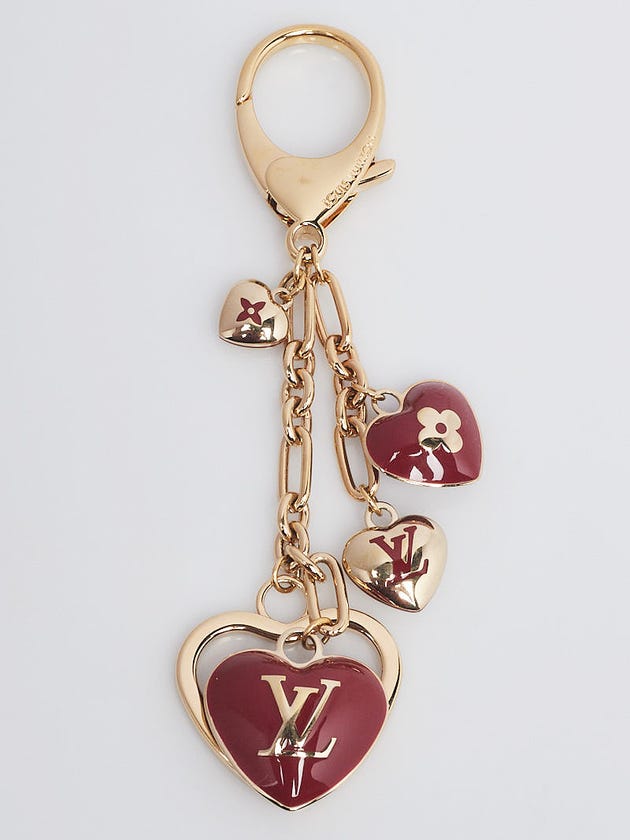Louis Vuitton Red Monogram Hearts Key Holder and Bag Charm
