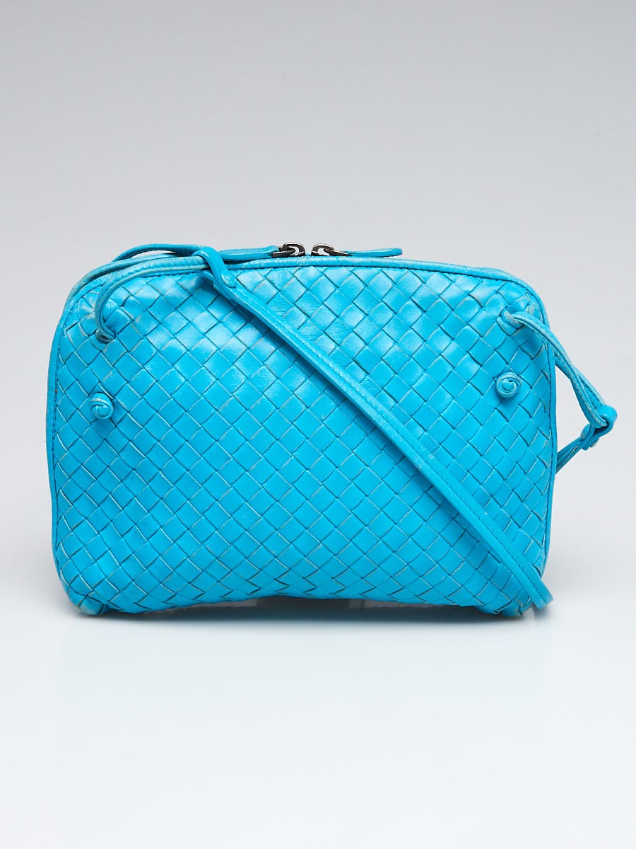 Bottega Veneta Turquoise Intrecciato Woven Nappa Leather Nodini Crossbody  Bag - Yoogi's Closet