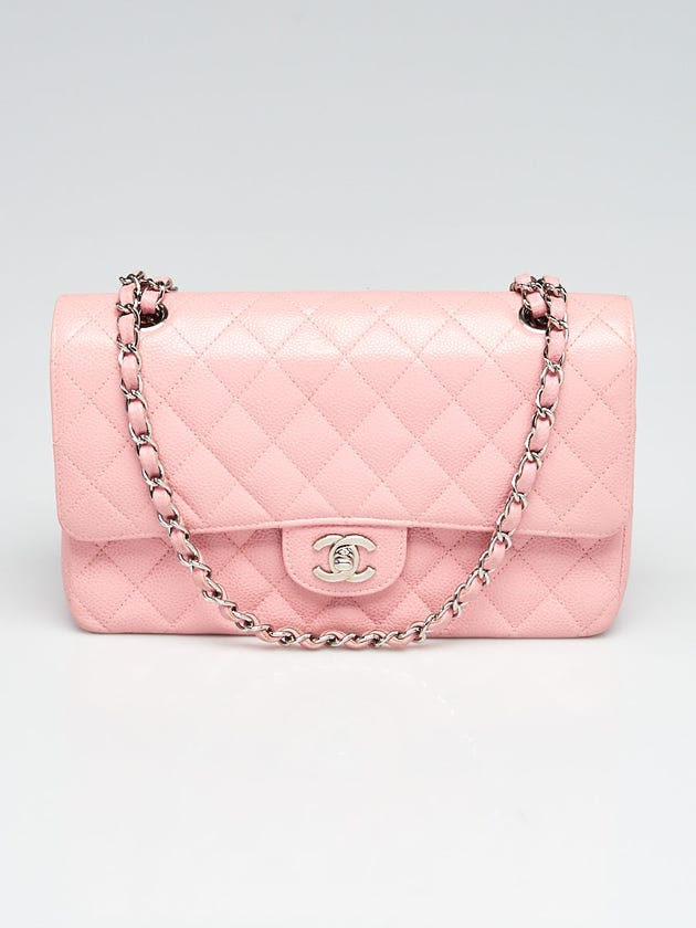 Chanel Pink Quilted Caviar Leather Classic Medium Double Flap Bag