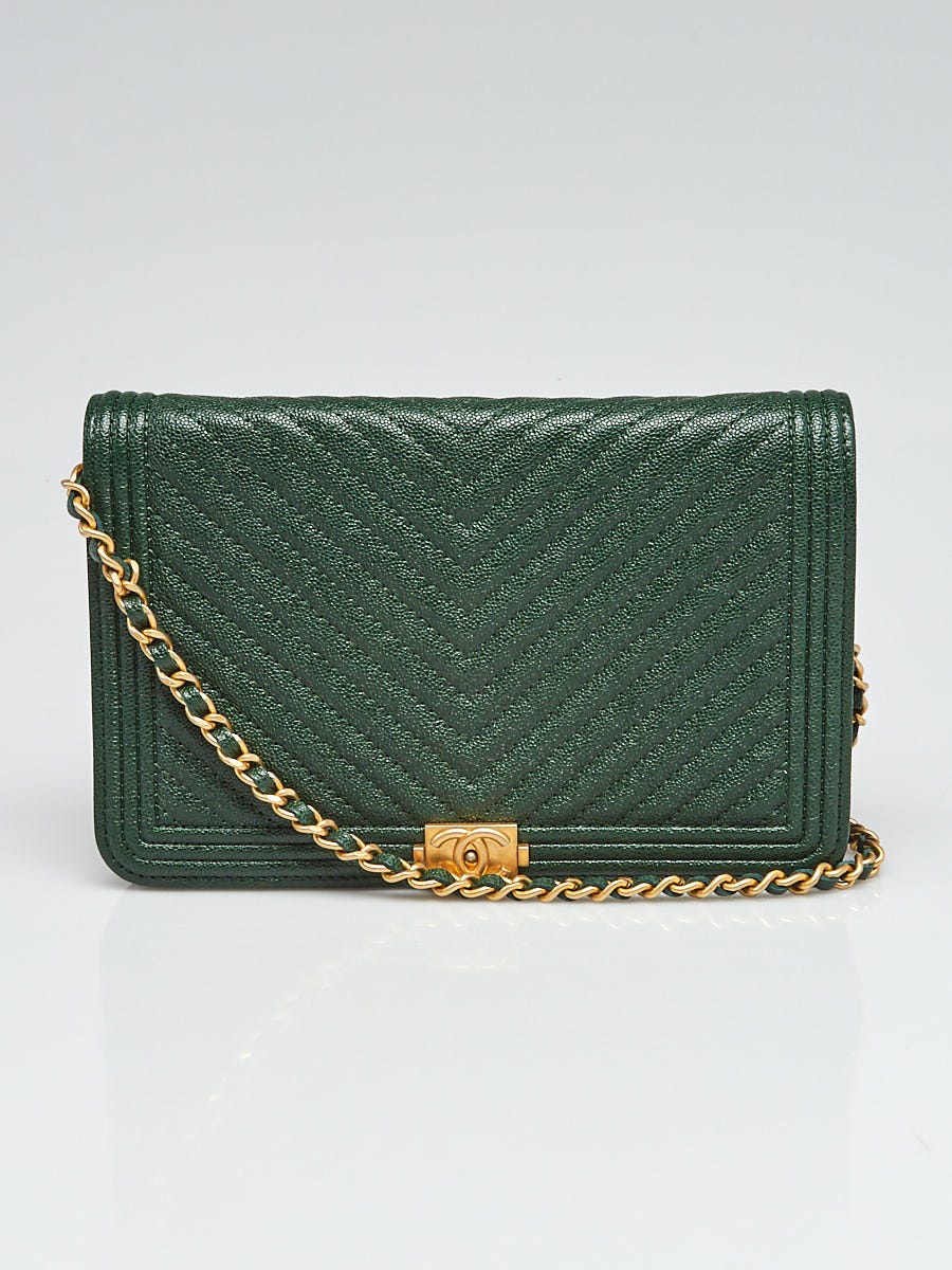 Replica Chanel Lambskin Wallet On Chain WOC AP3035 Light Green
