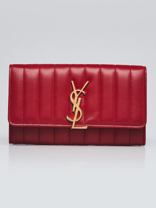 Yves Saint Laurent Red Quilted Leather Vicky Continental Organizer Wallet