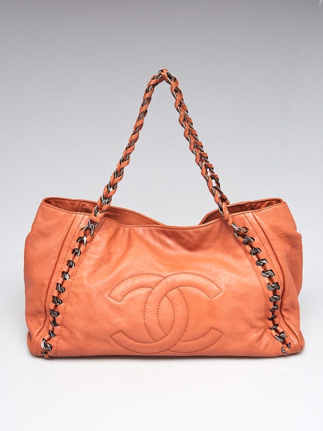Chanel Orange Leather Modern Chain East/West Tote Bag