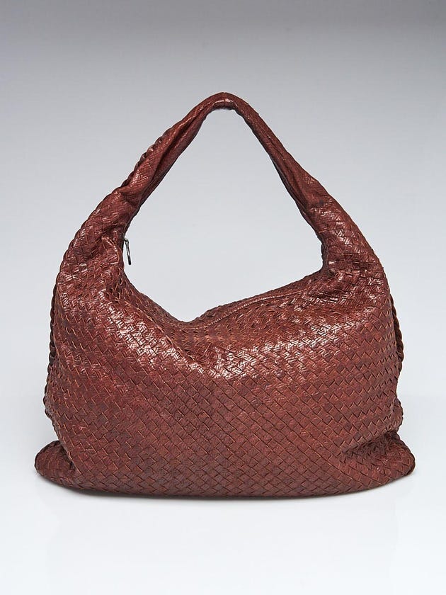 Bottega Veneta Ebano Intrecciato Woven Nappa Leather Maxi Veneta Hobo Bag 