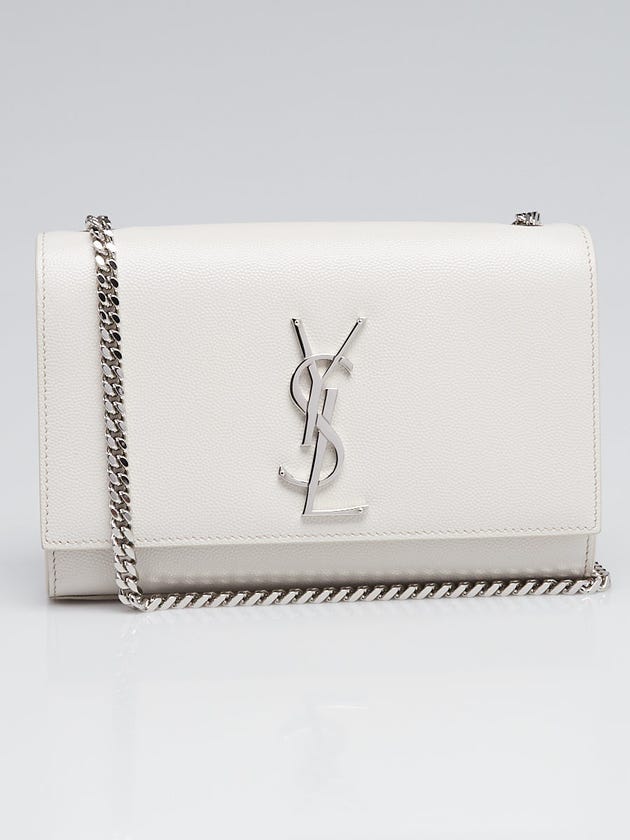 Yves Saint Laurent Mystic White Pebbled Leather Small Kate Bag