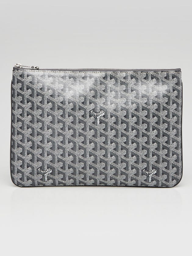 Goyard Grey Chevron Print Coated Canvas Senat MM Clutch Bag