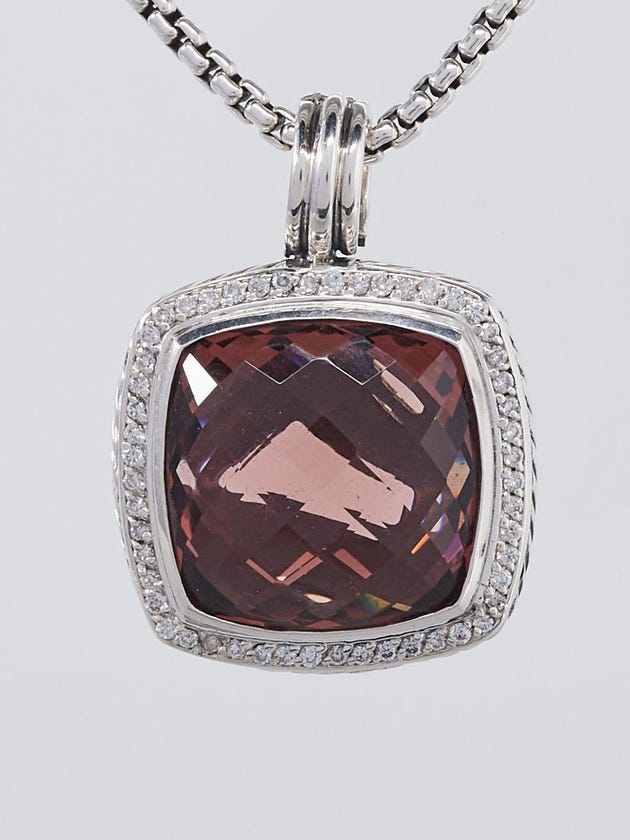 David Yurman 20mm Smokey Quartz and Diamond Albion Enhancer Chain Necklace
