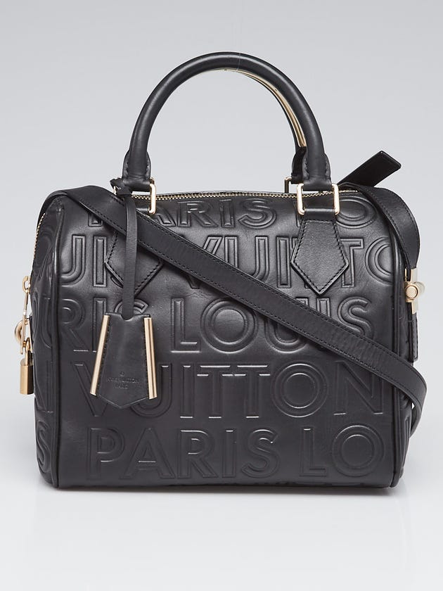 Louis Vuitton Limited Edition Black Monogram Paris Embossed Leather Speedy Mini Bag