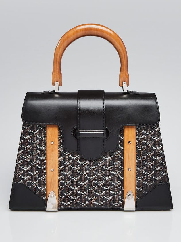 Goyard Black Chevron Print Coated Canvas Saigon MM Bag