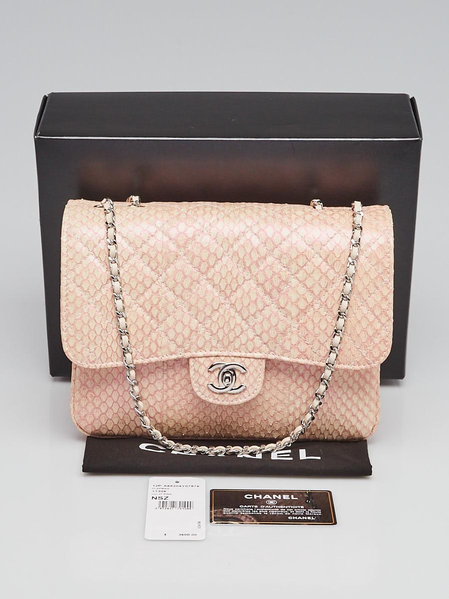 Chanel Light Pink Quilted Python 3 Accordion Square Flap Bag - Yoogi's  Closet