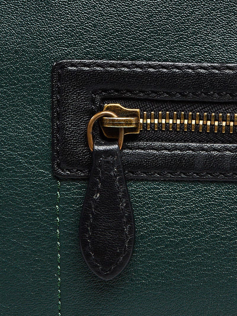 Celine Black/Green Calfskin Leather Mini Luggage Tote Bag