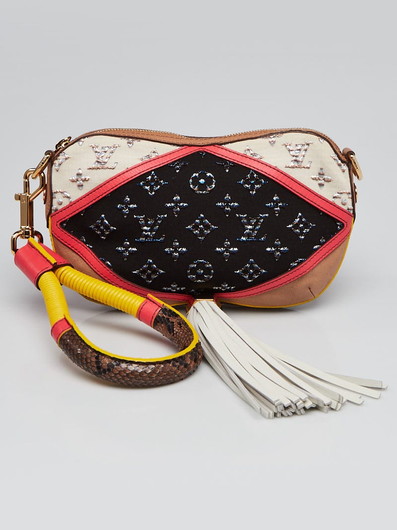 Louis Vuitton Tan Leather and Multicolor Monogram Jacquard