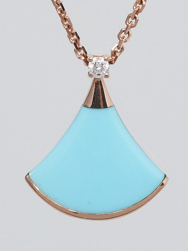 Bvlgari 18k Rose Gold with Turquoise and Diamond Divas' Dream Pendant