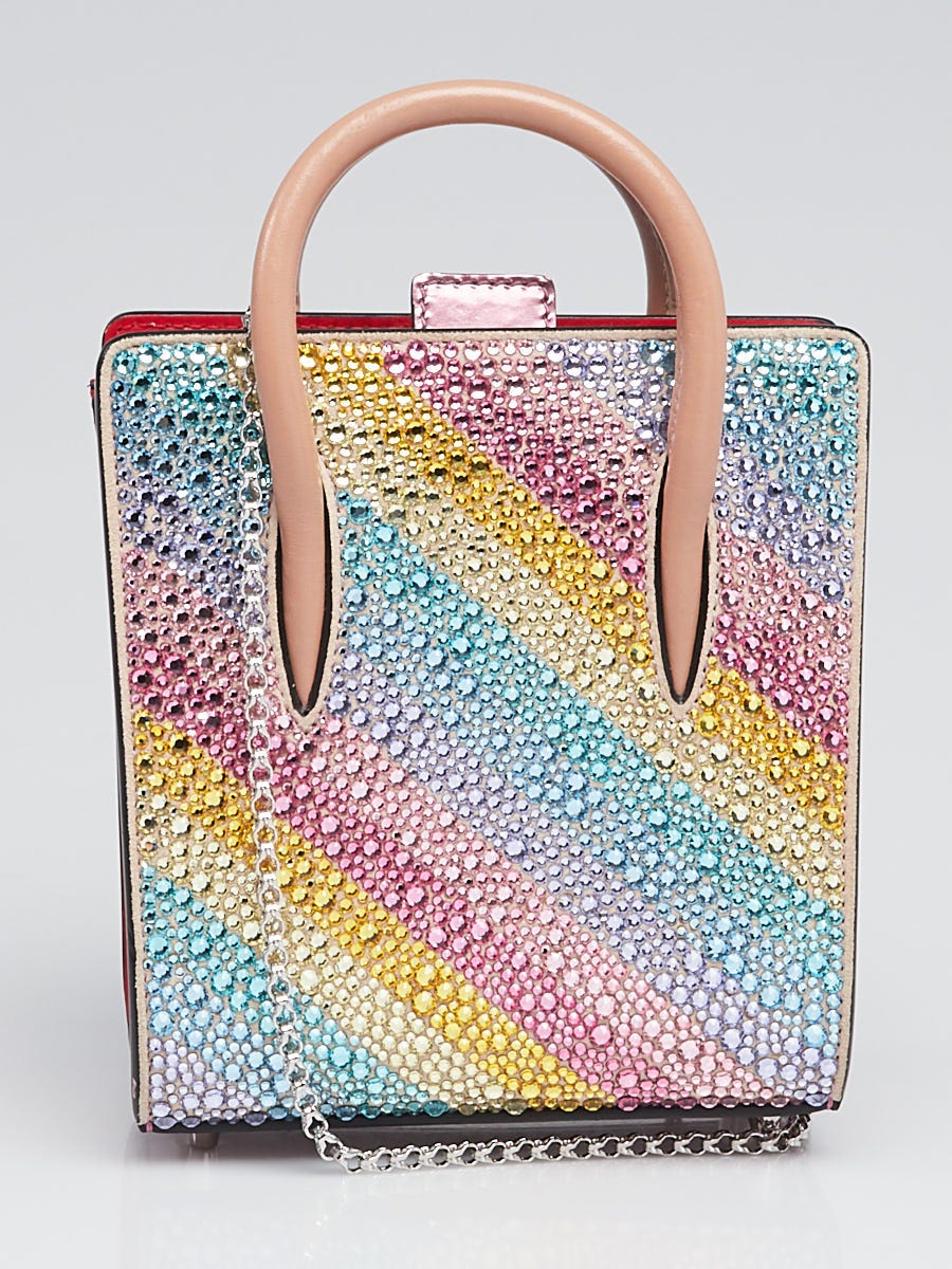 Christian Louboutin Rainbow Multicolor Crystal Nano Paloma Bag