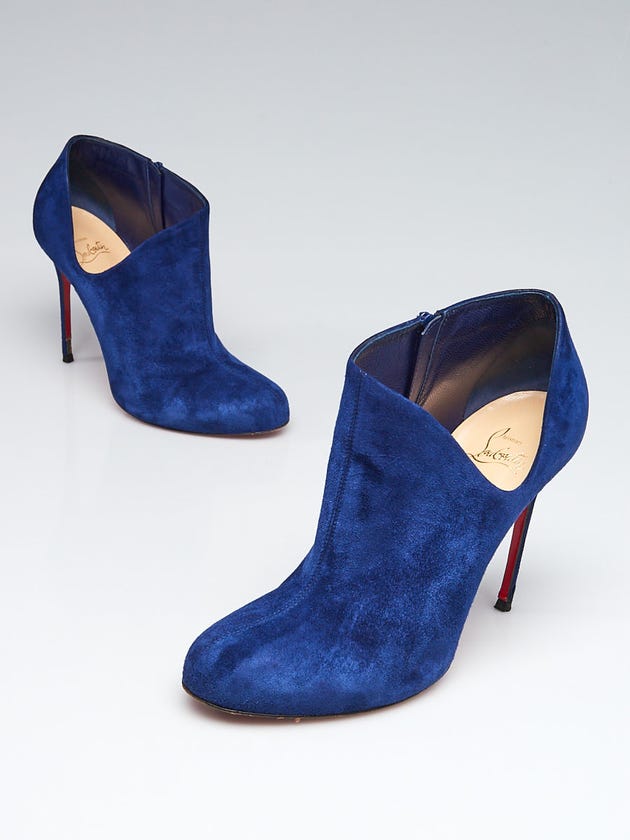 Christian Louboutin Indigo Suede Lisse 100 Ankle Booties Size 8/38.5