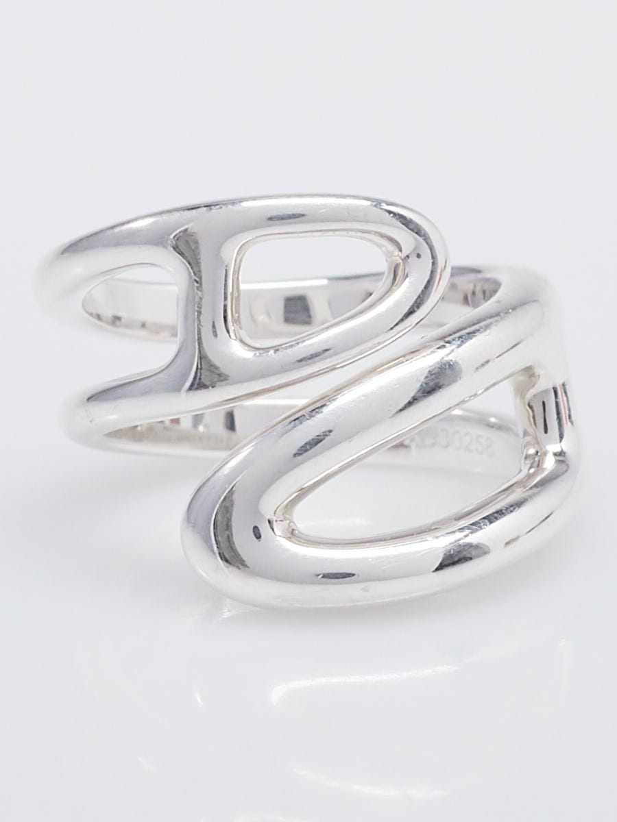 直営店★【HERMES】 Chaine d`Ancre Twist リング PM♪ HERMES 稀少 上品リング シルバー ロゴ Chaine d'Ancre Twist PM