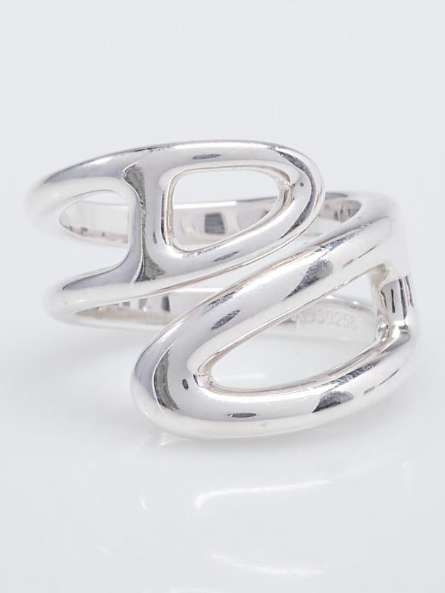 Hermes Sterling Silver Chaine d'Ancre Twist Ring Size 5.75/51