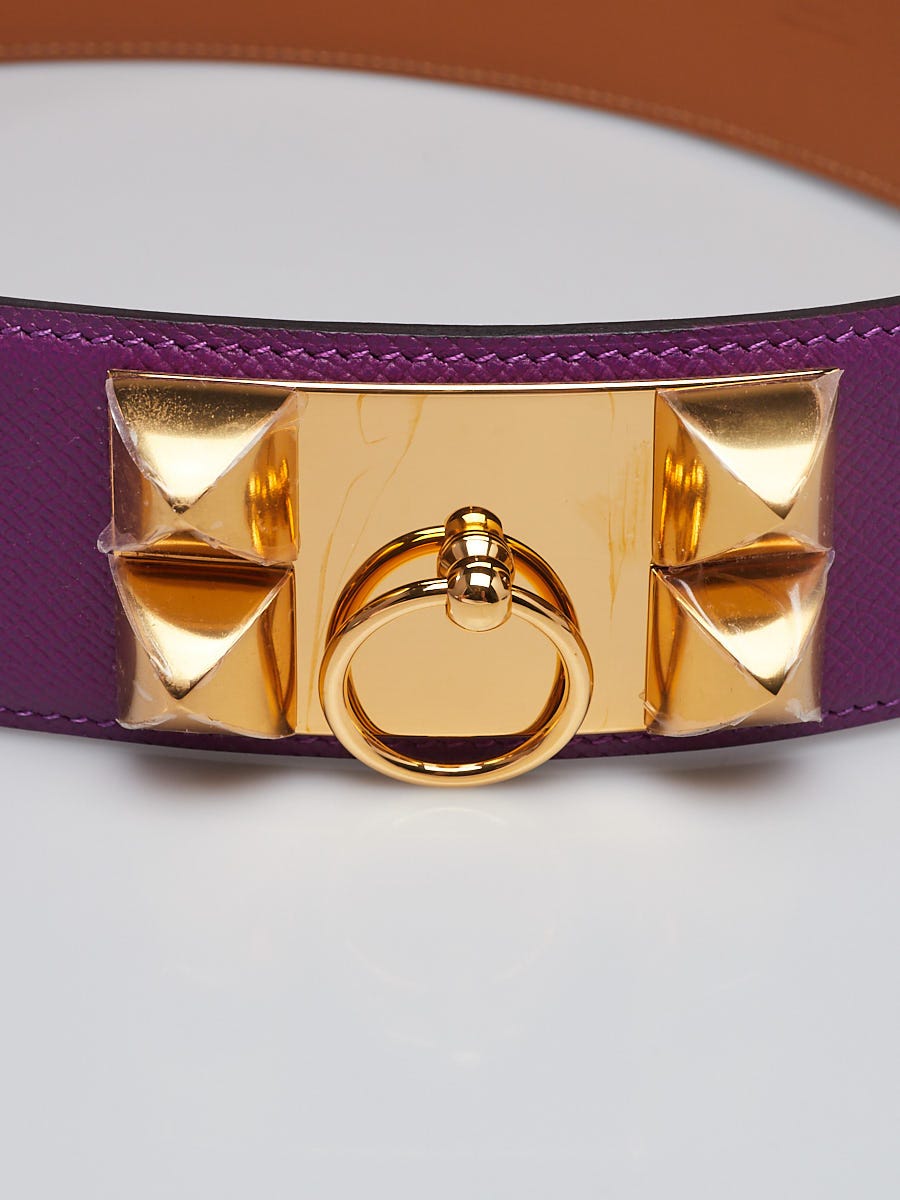 Hermes Anemone Epsom Leather Gold Plated Collier de Chien