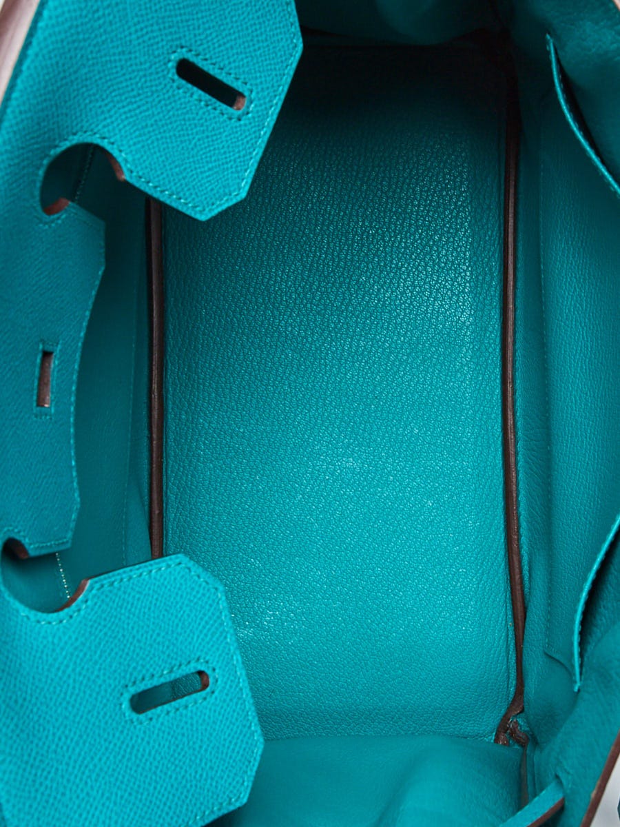 Hermes Birkin 30 Bag Rare Blue Paon Epsom Palladium Hardware at