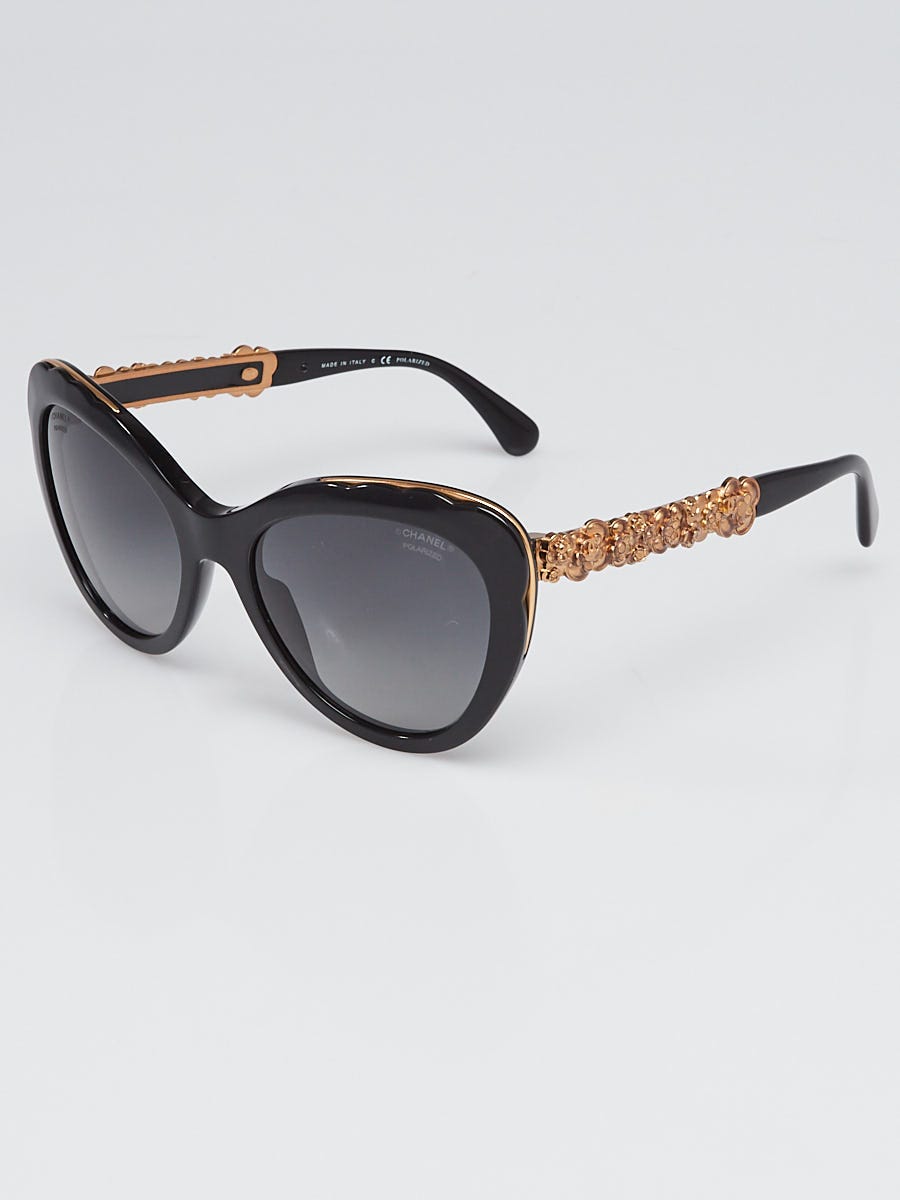 CHANEL Black Blooming Bijou Cat Eye Sunglasses CHANEL Sunglasses: Cat Eye Sunglasses, acetate — Fashion  main image 3