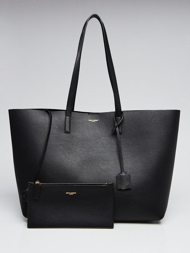 Yves Saint Laurent Black Leather Large Shopping Tote Bag