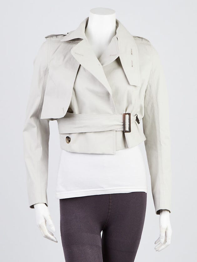 Rick Owens Beige Cotton Cropped Trench Jacket Size 2