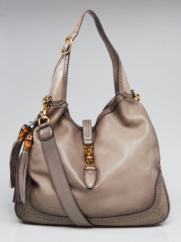 Gucci Grey Leather Large New Jackie Hobo Bag