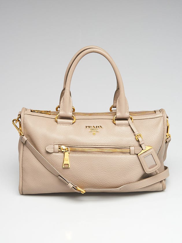 Prada Pomice Vitello Daino Leather Zip Tote Bag BL0805