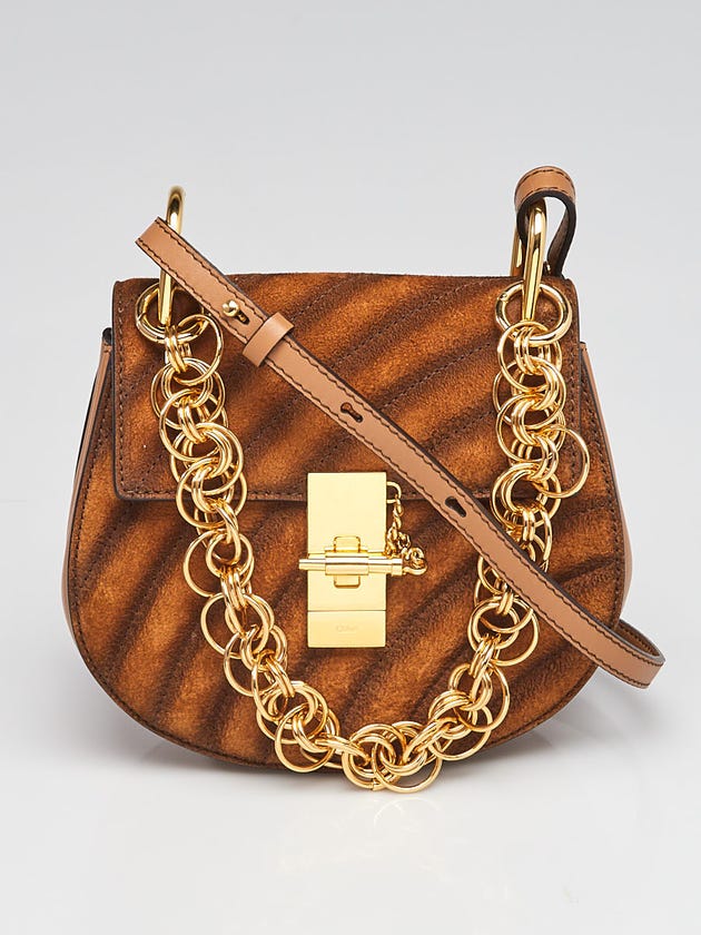 Chloe Brown Quilted Suede/Leather Mini Bijou Drew Bag
