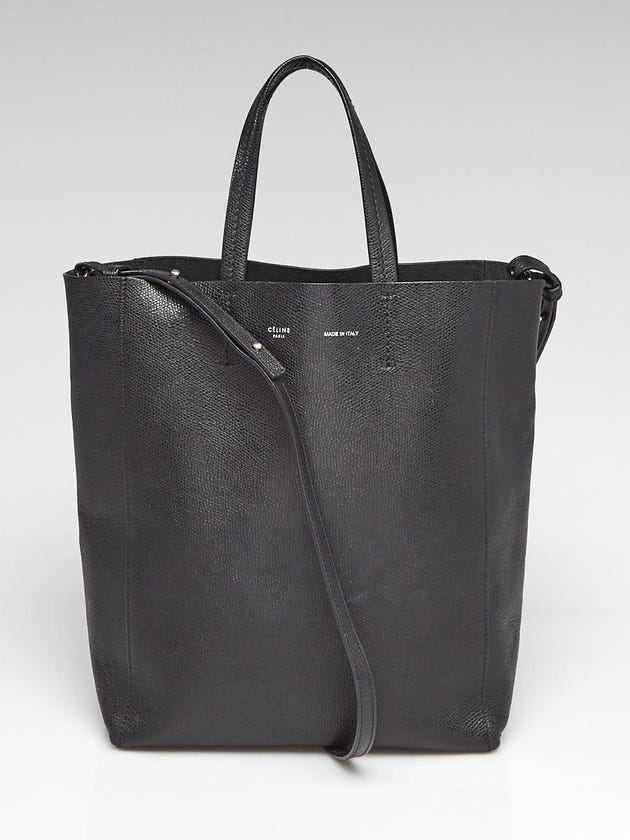 Celine Black Grained Leather Vertical Small Cabas Tote Bag