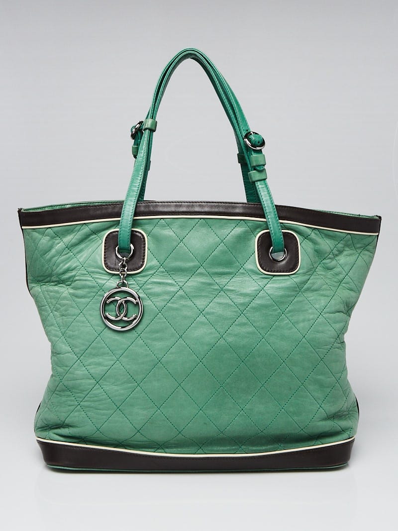 Chanel Quilted Tote Bag Green - Lambskin Leather