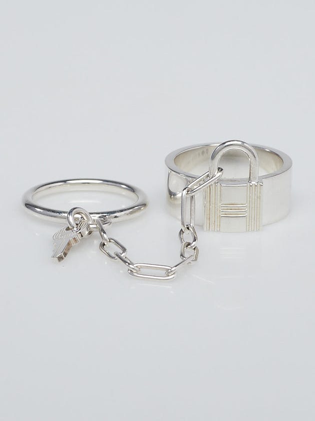 Hermes Sterling Silver Alphakelly Double Ring Size 7/54