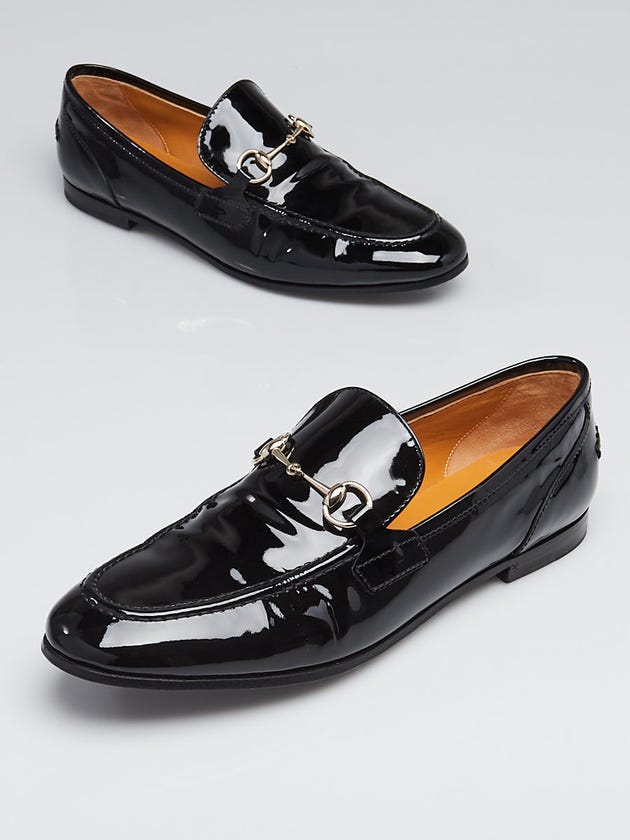 Gucci Black Patent Leather Horsebit Loafers Size 8/38.5
